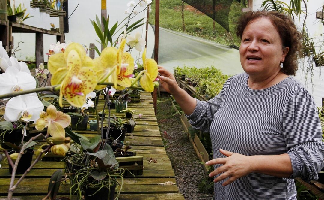 La propietaria de "Orquídeas Libia", Diana García Lopera. Foto: EFE
