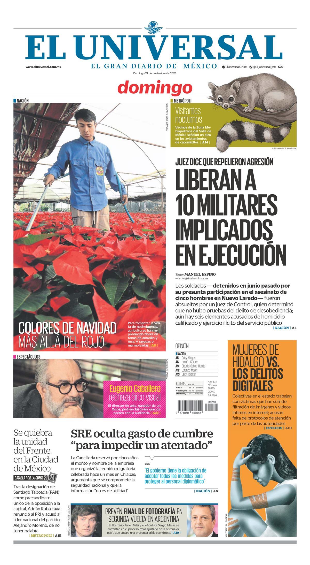Portada impresa del 19 de noviembre del 2023