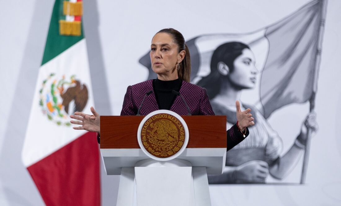 La presidenta de México, Claudia Sheinbaum Pardo, durante la mañanera en Palacio Nacional de la Ciudad de México, el viernes 31 de octubre de 2025 (31/10/2025). Foto: Hugo Salvador / EL UNIVERSAL