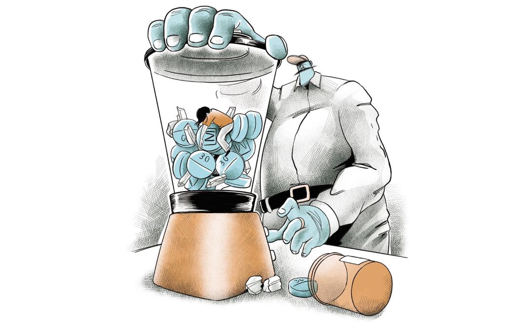 Mezcla adictiva; detectan consumo de fentanilo con crystal. Ilustración de Ani Cortés