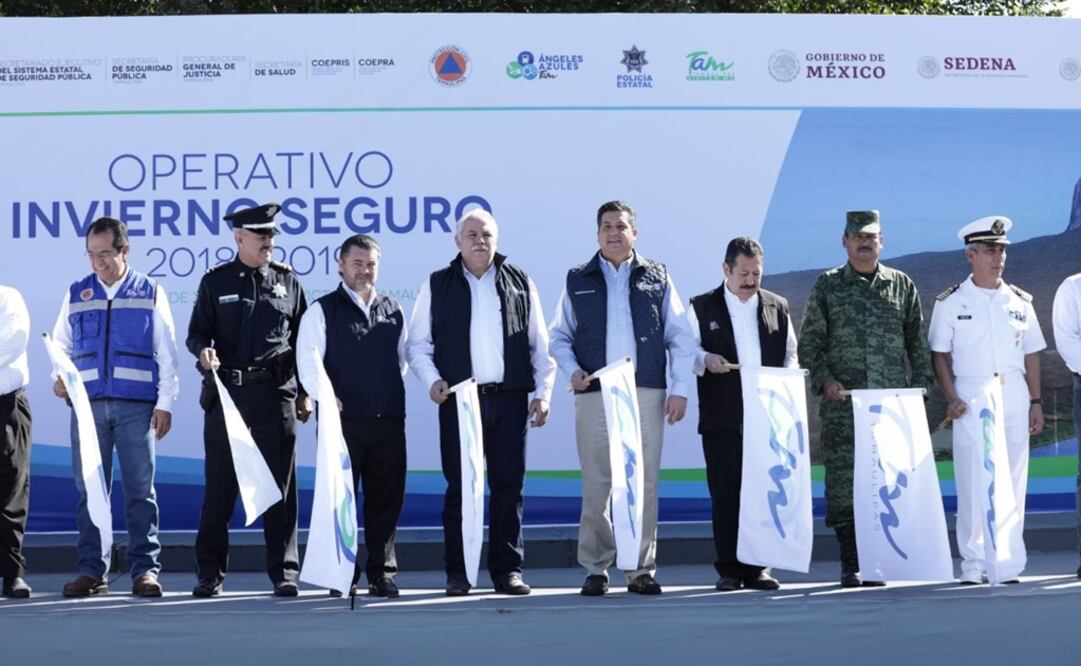 García Cabeza de Vaca puso en marcha el arranque del Operativo Invierno Seguro 2018-2019, en el que participan fuerzas federales, estatales y los servicios de emergencia (ROBERTO AGUILAR. EL UNIVERSAL)