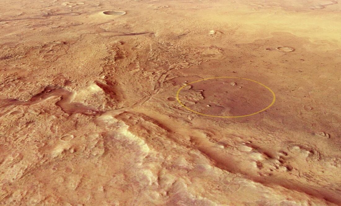 El cráter Jezero es el sitito de aterrizaje del rover Perseverance en Marte. Foto: ESA