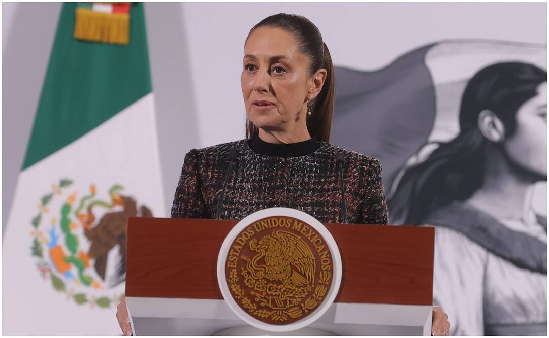Claudia Sheinbaum, presidenta de México, durante su mañanera en Palacio Nacional, el 28 de enero del 2025. Foto: Gabriel Pano / EL UNIVERSAL