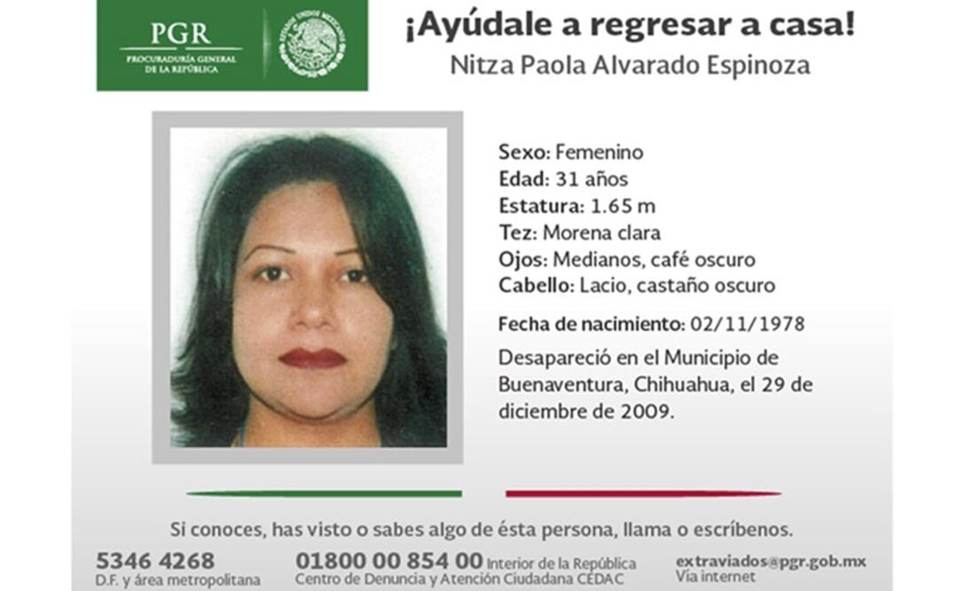 Nitza Paola Alvarado Espinoza fue desaparecida junto a José Ángel Alvarado Herrera y Rocío Irene Alvarado Reyes. Foto: Archivo EL UNIVERSAL