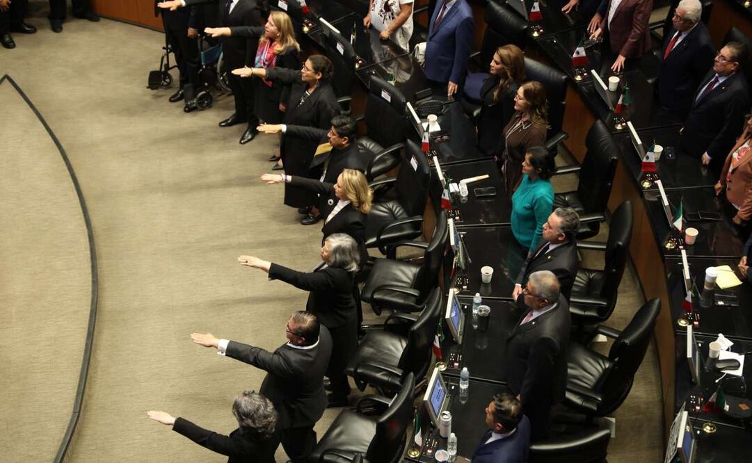 Los nueve ministros electos rinden protesta en el Senado de la República este lunes 1 de septiembre de 2025. Foto: Hugo Salvador/ EL UNIVERSAL