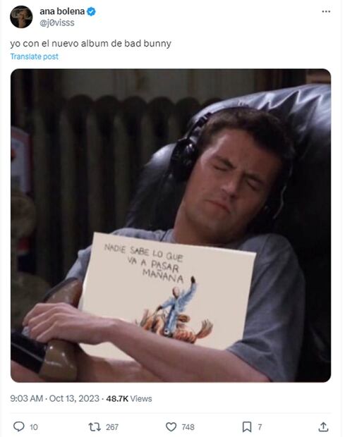 Memes del nuevo álbum de Bad Bunny: "Nadie sabe lo que va a pasar mañana". Foto X