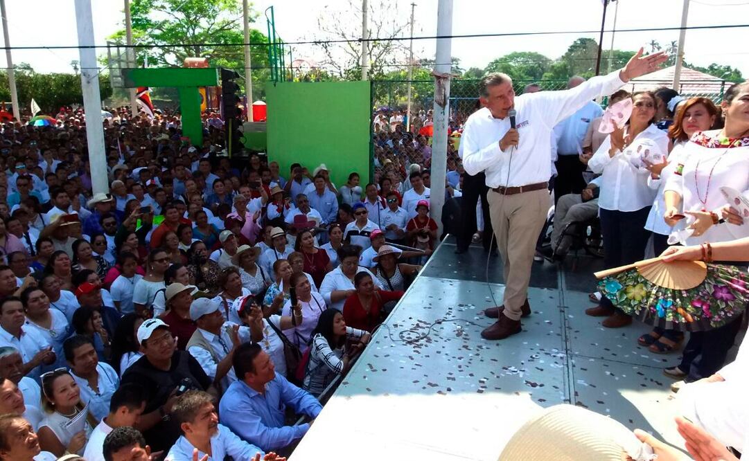 ADÁN AUGUSTO LÓPEZ HERNÁNDEZ, CANDIDATO DE MORENA EN TABASCO, ARRANCÓ CAMPAÑA EN TEPETITÁN, MACUSPANA. (FOTO: Luma López. EL UNIVERSAL)