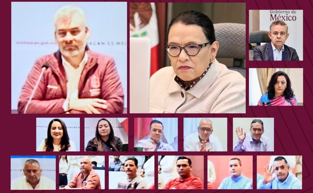 Rosa Icela Rodríguez da seguimiento al Plan Michoacán junto al gobernador Alfredo Ramírez Bedolla tras el asesinato del alcalde Carlos Manzo (21/11/2025). Foto: Especial