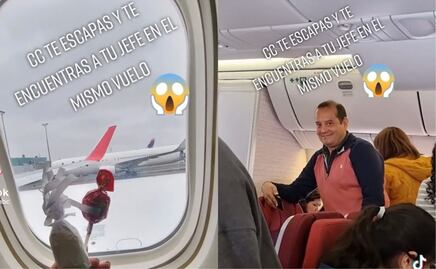 Se escapa de su trabajo y se encuentra a su jefe en el avión