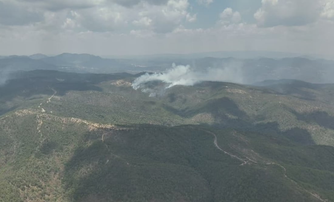 Incendio forestal en San Juan Mixtepec, Oaxaca lleva 2 días activo (13/05/2025). Foto: Especial