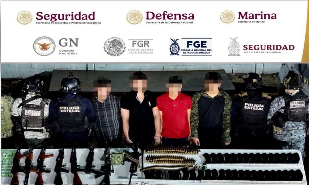 Detienen a cuatro hombres armados en Culiacán. Foto: Especial