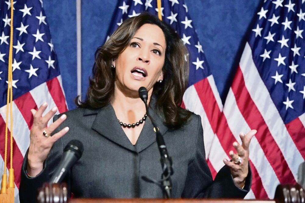 Mensaje. La demócrata Kamala Harris, en la conferencia en la que pidieron no usar la información de los dreamers en su contra (CHIP SOMODEVILLA. AFP)