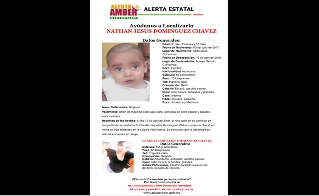 El pequeño Nathan Jesús tiene un año y nueve meses cumplidos, mide 85 centímetros, pesa 10 kilogramos, es de complexión débil. Foto: Especial