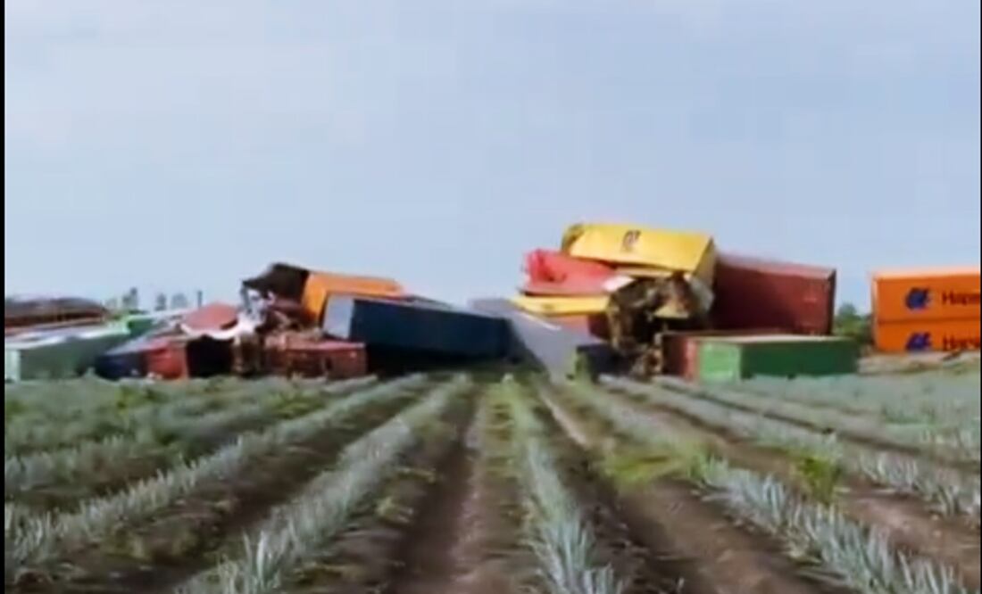 Reportan descarrilamiento de un tren de carga en La Barca, Jalisco. Foto: Captura de pantalla