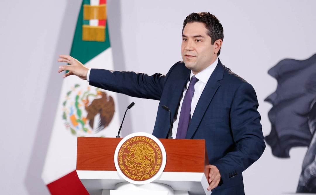 Antonio Martínez Dagnino, jefe del SAT, en la “Mañanera del Pueblo” del 9 de septiembre de 2026 en Palacio Nacional. Foto: Diego Simón Sánchez/ EL UNIVERSAL