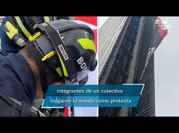 Retiran manta contra la militarización de Estela de Luz durante desfile