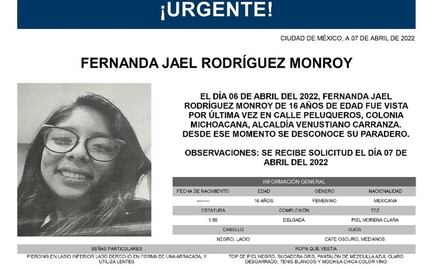 Ubican en Hidalgo a Fernanda Jael, alumna del IPN reportada como desaparecida, según fuentes de la Fiscalía