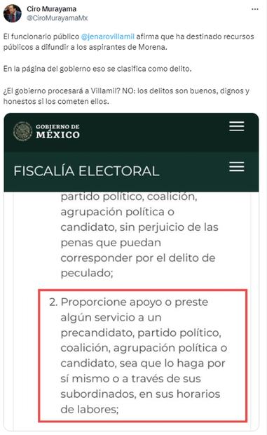 Ciro Murayama se lanza contra Jenaro Villamil de la SPR. Foto: Twitter @CiroMurayamaMx