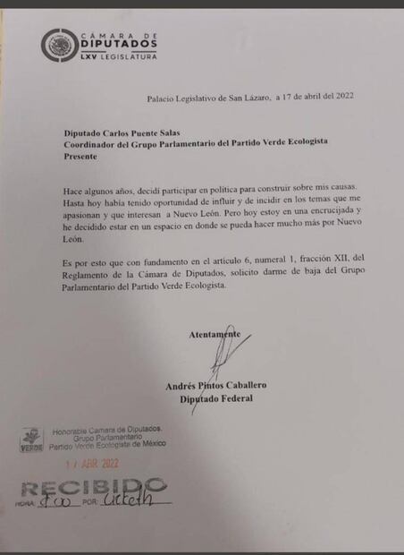 De último momento, diputado del PVEM se cambia a MC para votar en contra de la reforma eléctrica