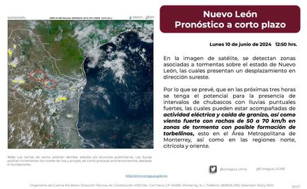 Fuertes lluvias golpean otra vez a Nuevo León; prevén caída de granizo y actividad eléctrica