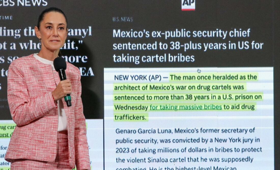 Claudia Sheinbaum, presidenta de México, durante la mañanera del 4 de febrero del 2025 en Palacio Nacional. Foto: Axel Sánchez  /EL UNIVERSAL