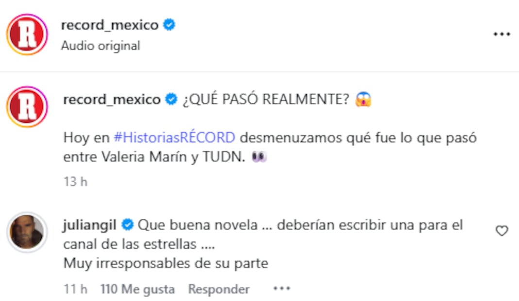 Julián Gil desaprueba que lo tachen de celoso tras la salida de su esposa Valeria Marín de TUDN.