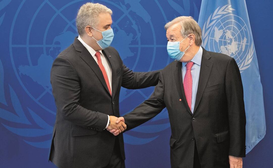 El presidente de Colombia, Iván Duque, y el titular de la ONU, António Guterres. Foto: Archivo/ AP.
