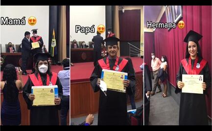 Felicidad por partida triple: se gradúan madre, padre e hija en peculiar ceremonia