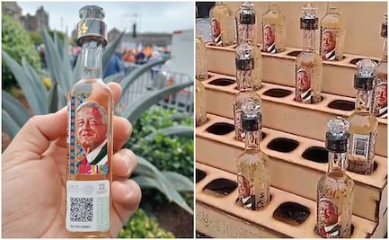 ¿Sabor a la 4T?; venden Tequila con imagen de AMLO en el Zócalo