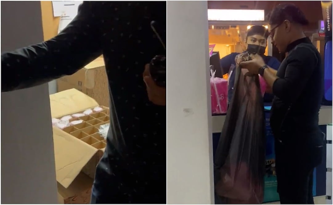 En el primer video, se observan a clientes reclamando a un empleado por unos vasos que están metidos dentro de una caja. Foto: Twitter