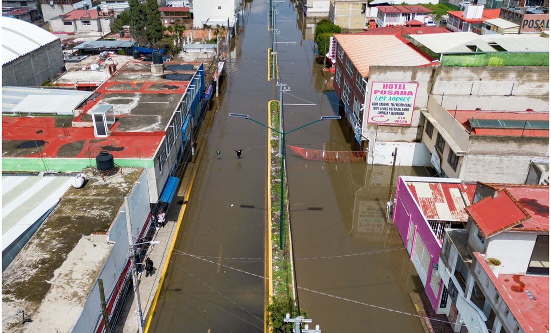 Inundación en Chalco. Foto: Especial