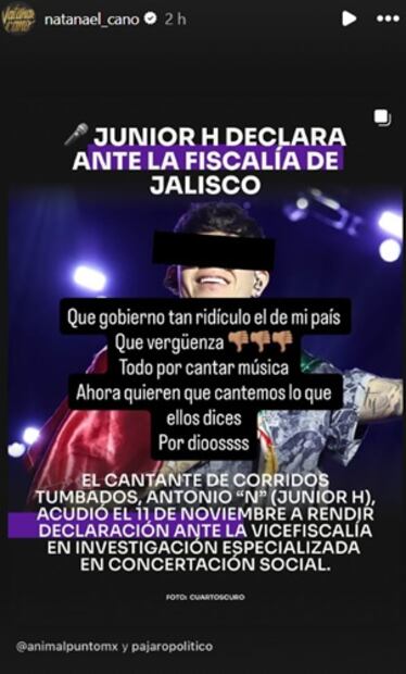 El intérprete de corridos tumbados salió en defensa de Junior H, quien es acusado de apología del delito. Foto: Instagram.