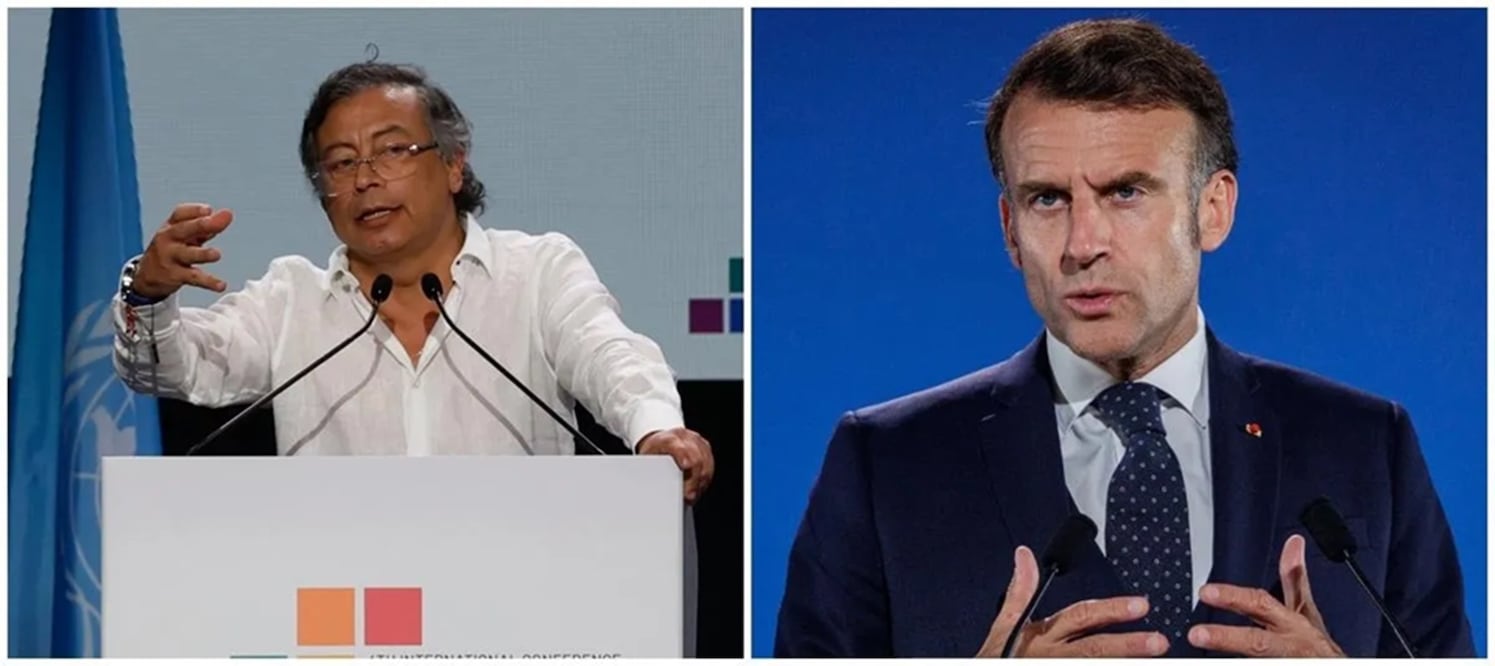 Los presidentes de Colombia, Gustavo Petro, y de Francia, Emmanuel Macron, participaron en la IV Conferencia Internacional para la Financiación del Desarrollo, en Sevilla, España. FOTO: EFE