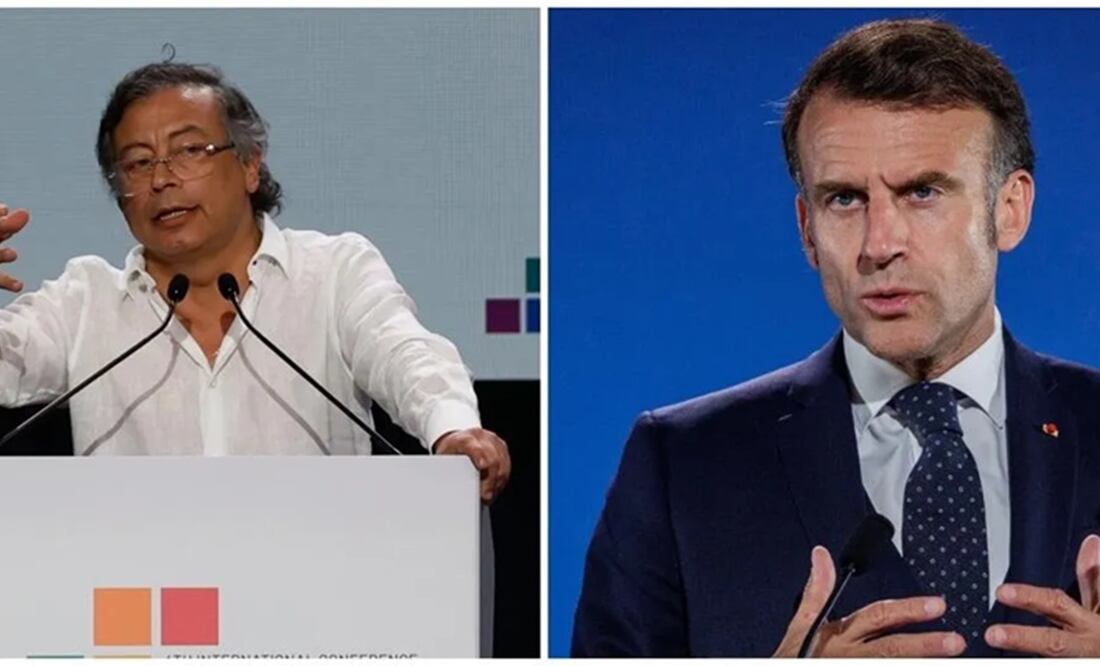 Los presidentes de Colombia, Gustavo Petro, y de Francia, Emmanuel Macron, participaron en la IV Conferencia Internacional para la Financiación del Desarrollo, en Sevilla, España. FOTO: EFE