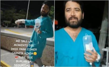 VIDEO: Paciente del IMSS se escapa de hospital para comer carnita azada y se viraliza en TikTok