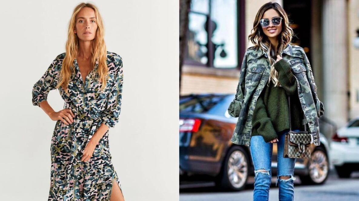 Lleva prendas con estampado militar, un trend de los 2000 que está de vuelta / Foto: Mango / Pinterest