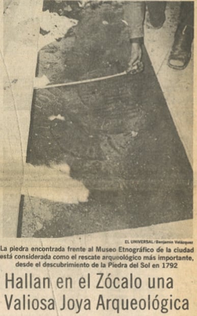 El monolito de Templo Mayor que cayó durante la toma de Tenochtitlán y fue descubierto en 1978