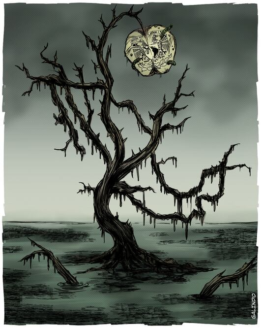 Fruto del árbol enfermo. Cartón de GALINDO