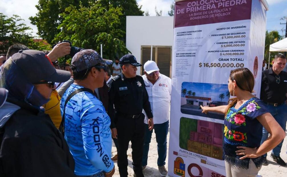 Gobernadora de Quintana Roo da inicio a construcción de Base de la Policía y Bomberos de Holbox (13/01/2026). Foto: Especial