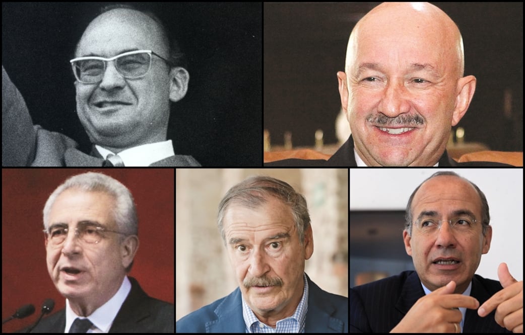 Luis Echeverría (1970-1976), Carlos Salinas (1988-1994), Ernesto Zedillo (1994-2000), Vicente Fox (2000-2006) y Felipe Calderón (2006-2012). Foto: Archivo/EL UNIVERSAL