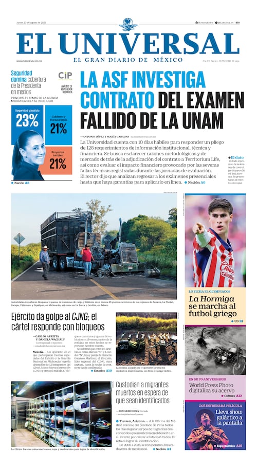 Portada impresa del 20 de agosto de 2026
