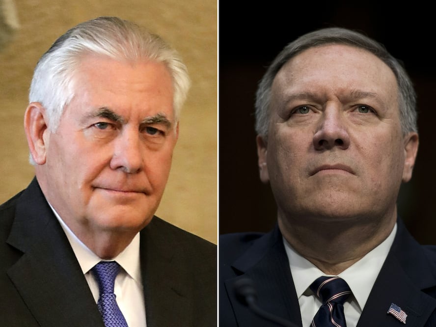 El ex secretario de Estado, Rex Tillerson (i) y el ex director de la CIA, Mike Pompeo (d). Foto: AFP