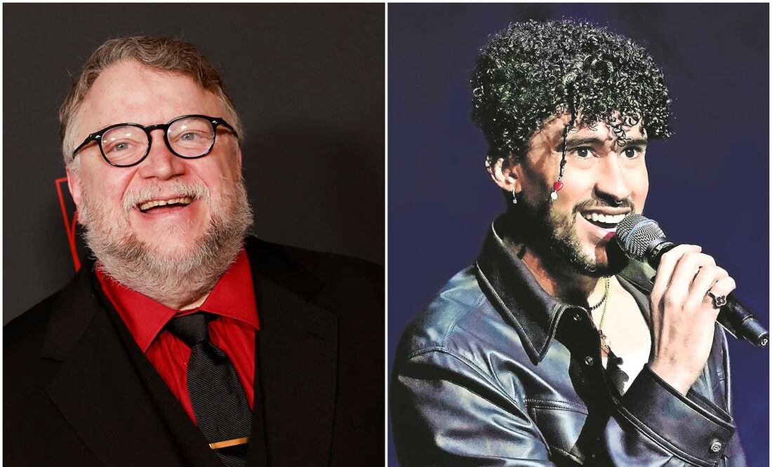 Guillermo Del Toro y Bad Bunny. / foto: AFP y AP