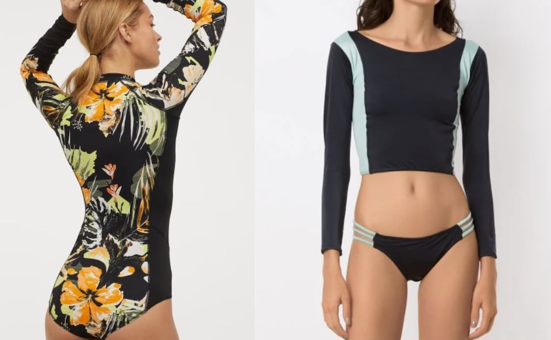 Una de las opciones más trendy de la temporada son los tajes de baño de manga larga Foto: H&M, Farfetch