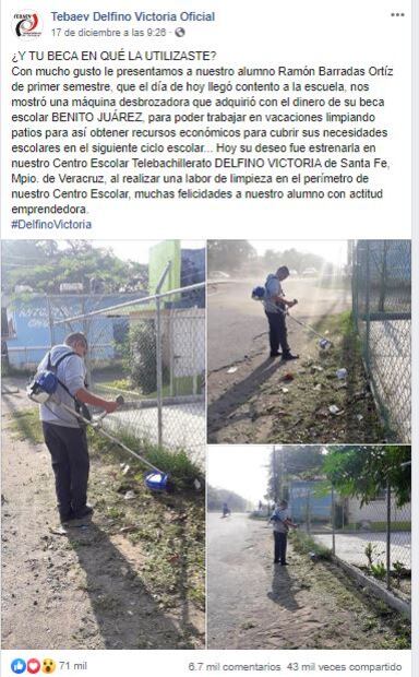 Ramón gasta su beca para comprar podadora y trabajar en vacaciones