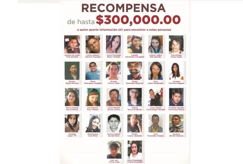 La fiscalía mexiquense autorizó la recompensa para ayudar en la búsqueda de las personas. Foto: Especial.