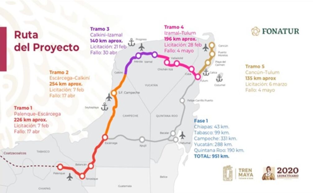 Construcción de primeros tramos del Tren Maya iniciará el 30 de abril
