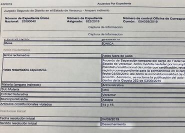 Niegan amparo a exfiscal Winckler por remoción de su cargo