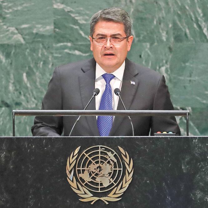 El presidente hondureño, Juan Orlando Hernández, ayer durante la sesión de la Organización de las Naciones Unidas en Nueva York. LUCAS JACKSON. REUTERS