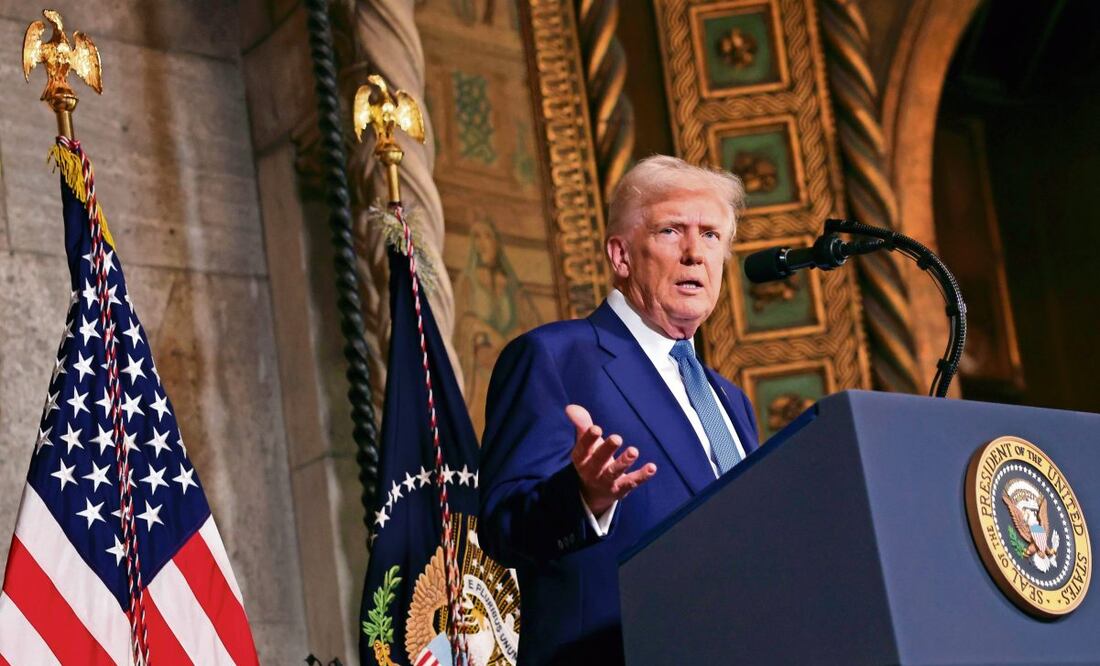El presidente Donald Trump en Mar-a-Lago, en Palm Beach, Florida, el martes pa sado. (20/02/2025) Foto: AP